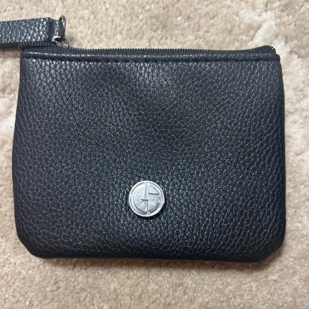 Black Leather Unisex Travel Bag Set by Giorgio Armani